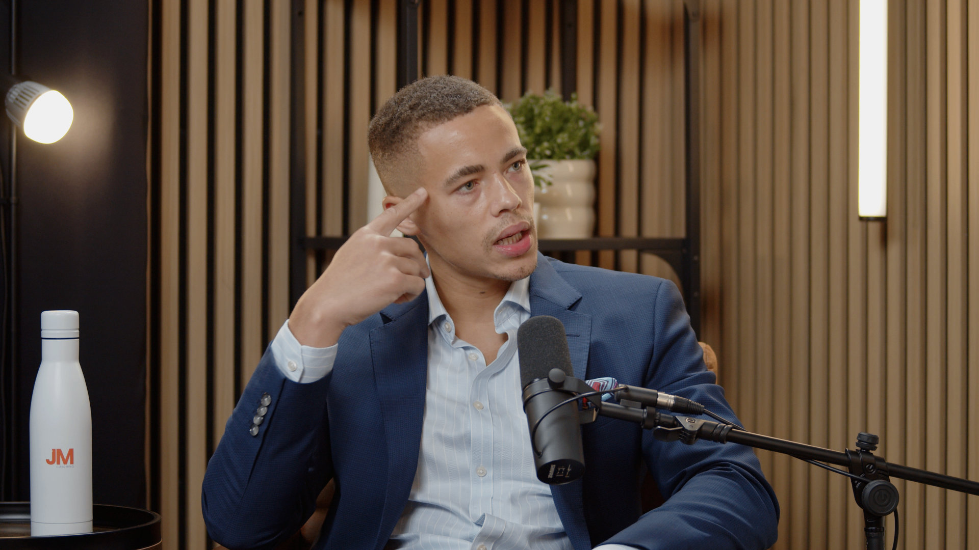 Two-shot still frame from a studio interview